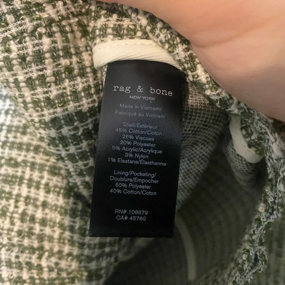 Rag & bone Marisa tweed jacket women’s 6 $525 cream / green textured blazer - Picture 8 of 10